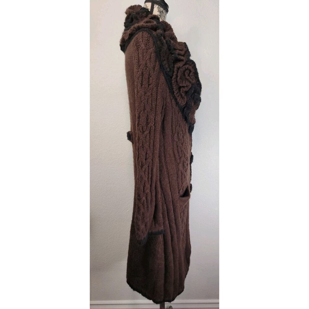 BCBG Max Azria Duster Long Cardigan Sweater Womens XL Wool Mohair Double Ruffle - Picture 4 of 9